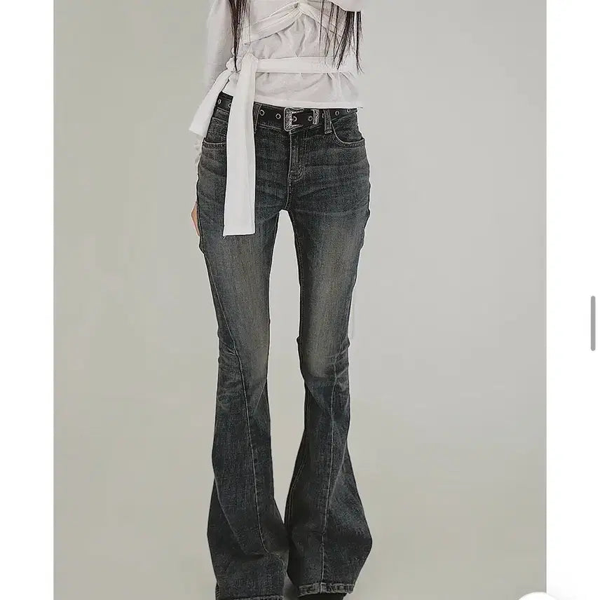 [BUNJANG] OOTJ Blue Washed Denim Bootcut Jeans / OOTJ 블루워싱 데님진 부츠컷 청바지