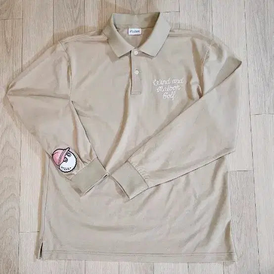 [BUNJANG] Malbon Golf Long Sleeve Polo Shirt Beige Size 100 / 말본골프 긴팔 카라티 베이지 100 가슴단면 53