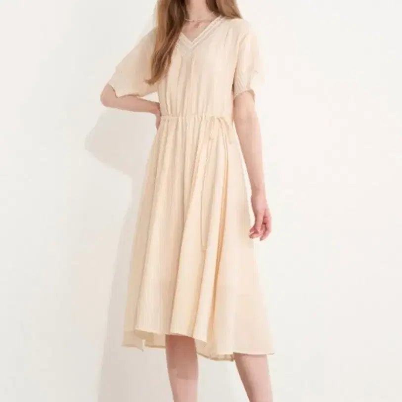 [BUNJANG] SJSJ Women's Lace Detail Shirring Long Dress / SJSJ 원피스