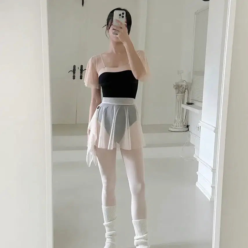 [BUNJANG] Hagling Beige Mesh Flora Leotard Black Adult Ballet Wear / [하글링] 베이지 매쉬 플로라 레오타드 블랙 성인발레복