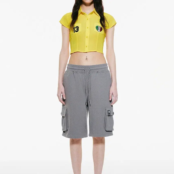 [BUNJANG] Badee Sweat Cargo Half Pants Charcoal / badee 배디 스웻 카고 하프 팬츠 차콜