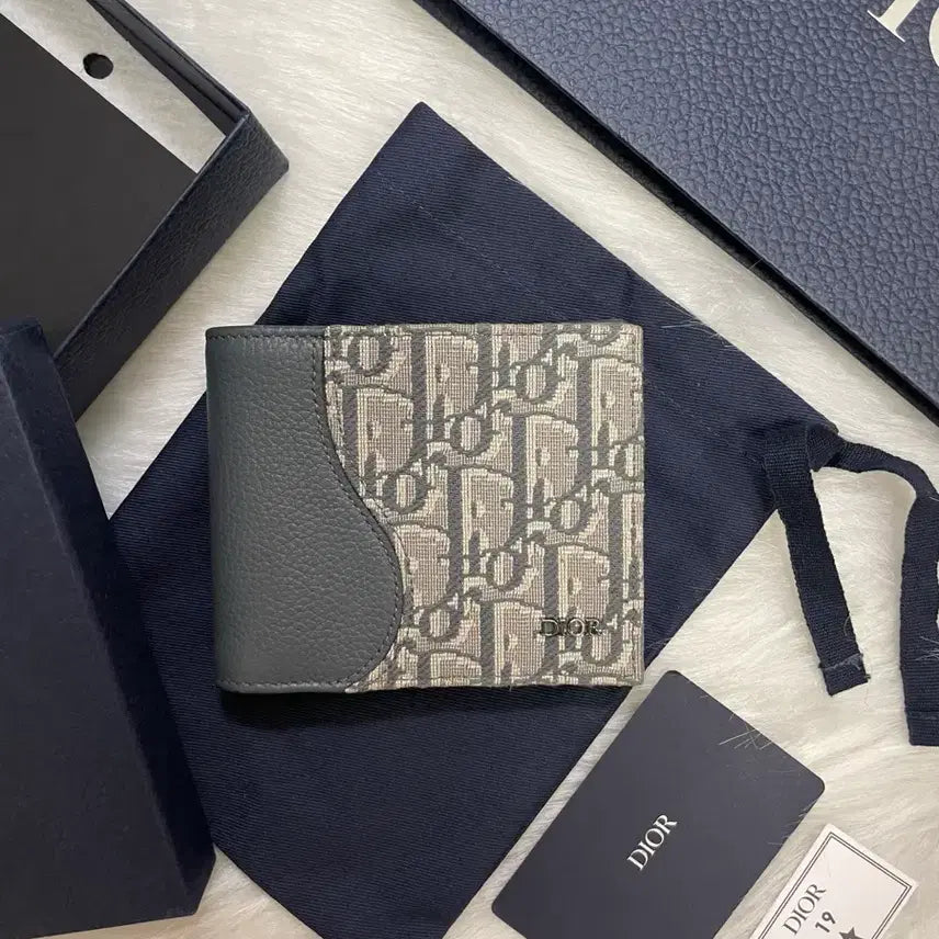 [BUNJANG] Dior Oblique Grey Saddle Compact Wallet / 디올 오블리크 그레이 새들 컴팩트 반지갑