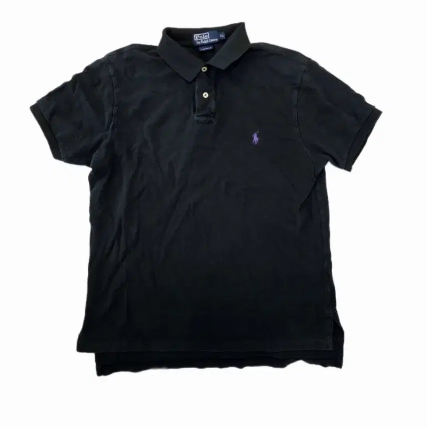 [BUNJANG] Polo Ralph Lauren Custom Fit Pique Short Sleeve Polo T-Shirt (Black, Purple Pony) / [XL] 폴로 랄프로렌 커스텀핏 피케 반팔 폴로 티셔츠