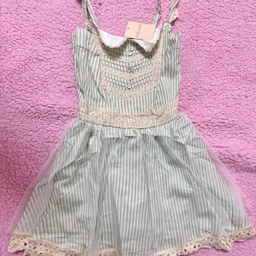 [BUNJANG] Liz Lisa Mint Core Stripe Frill Dress / 리즈리사 고전 핀터깔 대대장 히메카지 라떼갸루 히메갸루 민트코어 원피