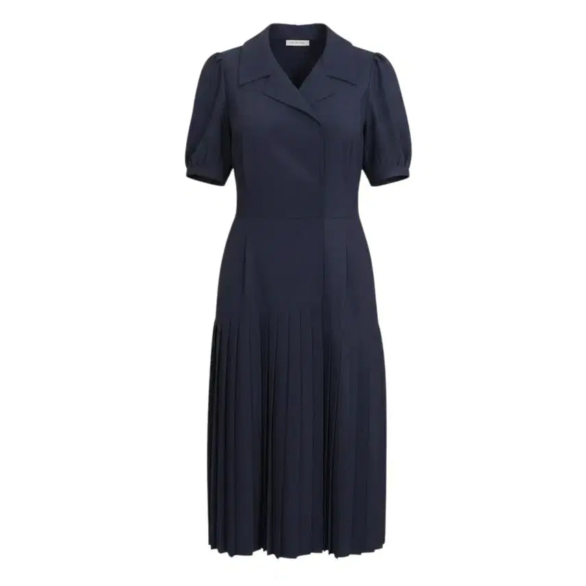 [BUNJANG] Stefanel Women's Short-Sleeve Collar Neck Button Dress Navy (Size 66) / 여성66/ 스테파넬 카라넥 버튼 반소매 원피스 NV 22-2