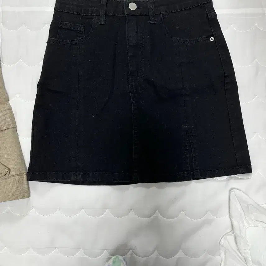 [BUNJANG] Spandex Black Denim Midi Skirt / (새제품) 스판 블랙 데님 스커트