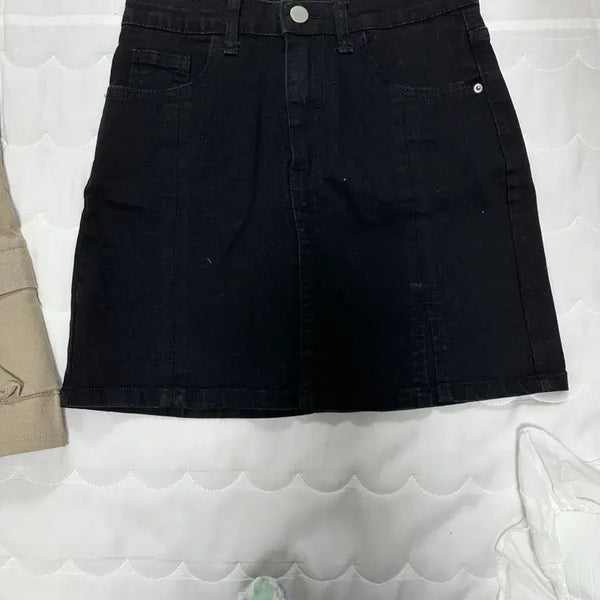 [BUNJANG] Spandex Black Denim Midi Skirt / (새제품) 스판 블랙 데님 스커트