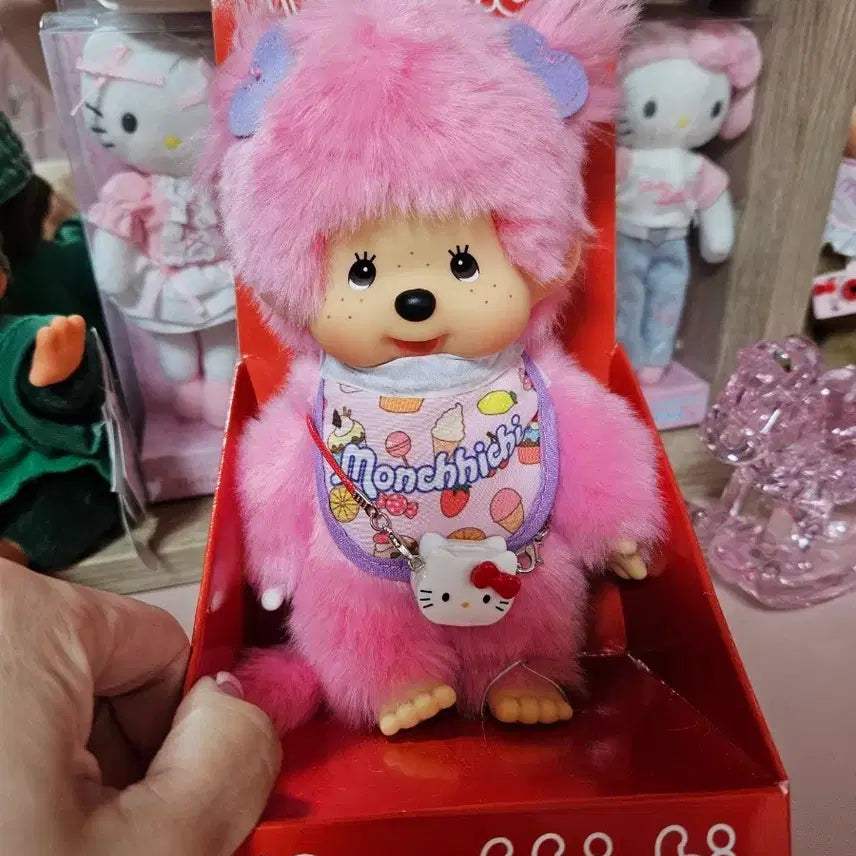 [BUNJANG] Candy Pop Monchhichi Plush with Bib and Bag / 캔디팝 몬치치