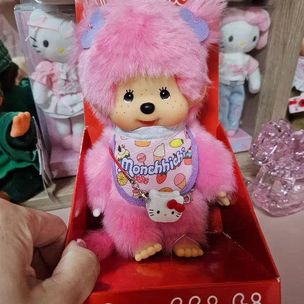 [BUNJANG] Candy Pop Monchhichi Plush with Bib and Bag / 캔디팝 몬치치