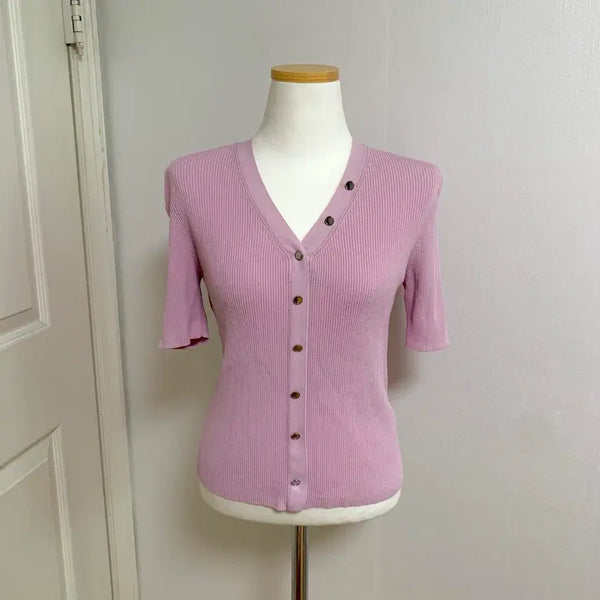 [BUNJANG] List V-Neck Summer Short-Sleeve Knit / 리스트(LIST) 브이넥 여름 반팔니트