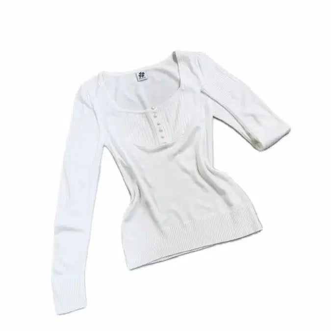[BUNJANG] Japanese Vintage Pearl Button Ethnic Knit Top - Ivory / Flutter) 일본 빈티지 진주 단추 에스닉 여리 긴팔 니트 아이보리
