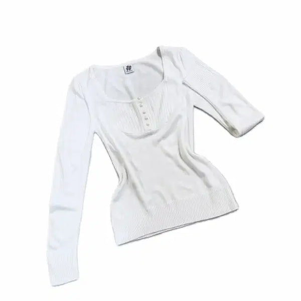 [BUNJANG] Japanese Vintage Pearl Button Ethnic Knit Top - Ivory / Flutter) 일본 빈티지 진주 단추 에스닉 여리 긴팔 니트 아이보리