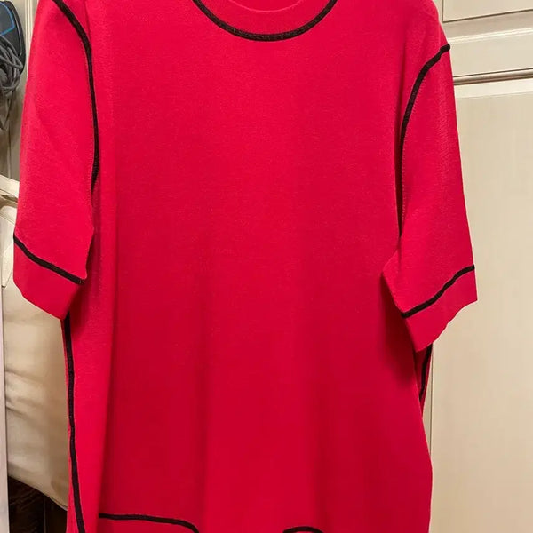 [BUNJANG] Joseph Women's Red Half-Sleeve T-Shirt with Black Stitching / 조셉여성티셔츠