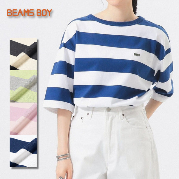 [BUNJANG] BEAMS BOY x LACOSTE Striped Short Sleeve T-Shirt / 빔즈 보이 별주 라코스테 보더 반팔 티셔츠