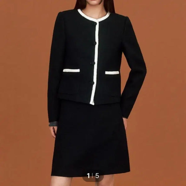 [BUNJANG] The Edge Tweed Jacket and Skirt Set / 더엣지 트위드 자켓 스커트 세트 (상의66 하의77사이즈)