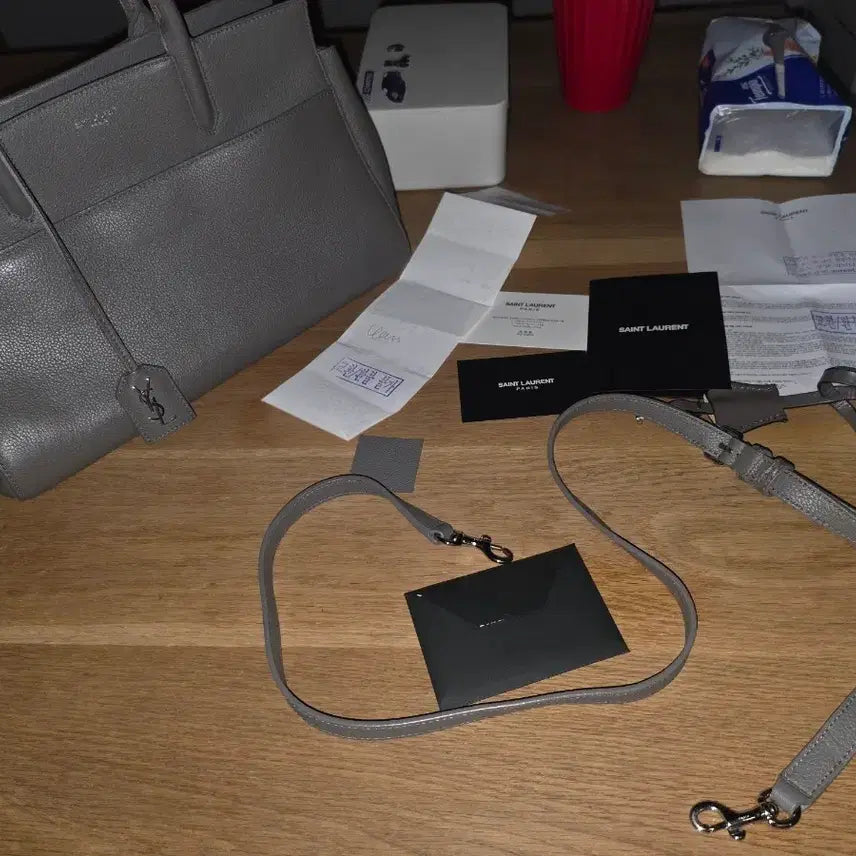 [BUNJANG] Saint Laurent Leather Tote Shoulder Bag Grey / 생로랑 토트백 숄더백 그레이