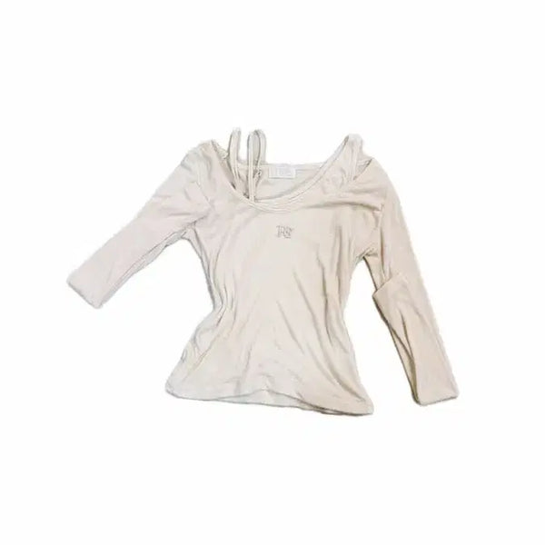 [BUNJANG] Double Hips Two-Way Layered Long Sleeve T-Shirt Ivory / 더블힙스) 투웨이 레이어드 긴팔 아이보리