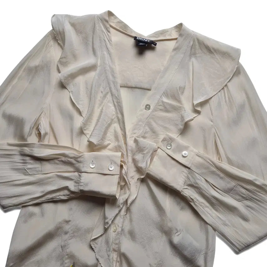 [BUNJANG] DKNY Silk Ruffle Blouse - Size S / [3일간 20%할인] [S] DKNY 실크 러플 블라우스