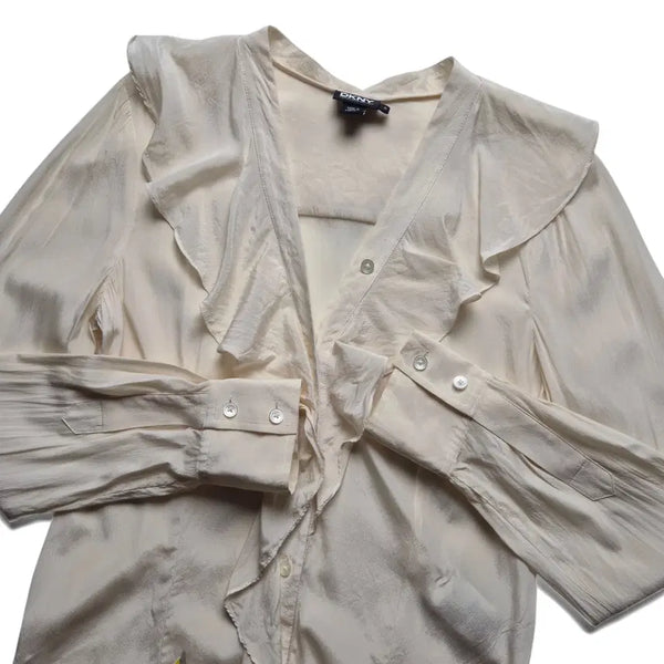 [BUNJANG] DKNY Silk Ruffle Blouse - Size S / [3일간 20%할인] [S] DKNY 실크 러플 블라우스