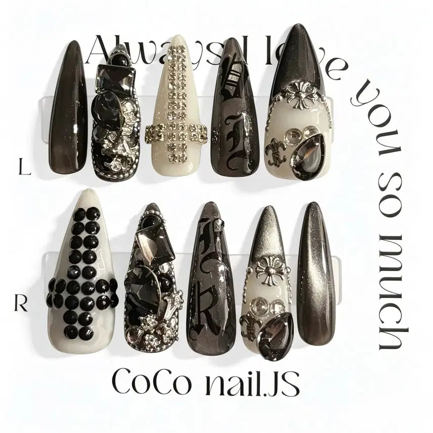 [BUNJANG] Cross Nail Art Tips with Jewel Embellishments / 십자가 네일아트