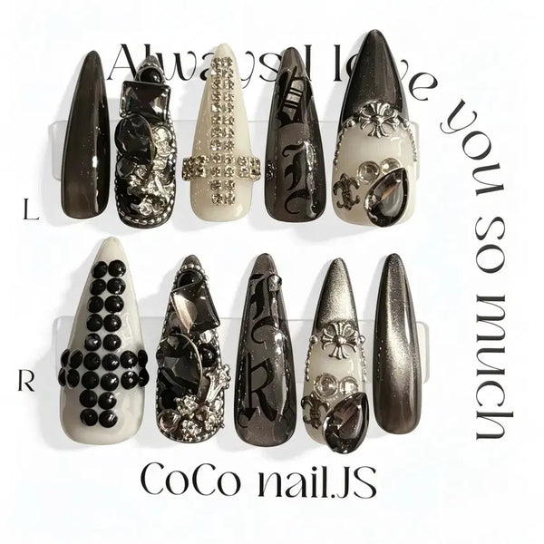 [BUNJANG] Cross Nail Art Tips with Jewel Embellishments / 십자가 네일아트
