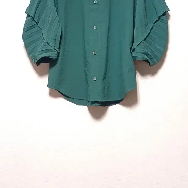 [BUNJANG] Issey Miyake Pleats Shirt Blouse Deep Green Polyester / [정품] 이세이 미야케(ISSEY MIYAKE) 플리츠 셔츠 블라우스