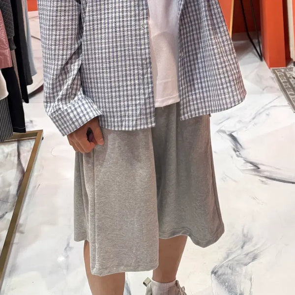 [BUNJANG] Grey Wide Banding Shorts / 그레이 와이드 밴딩 반바지