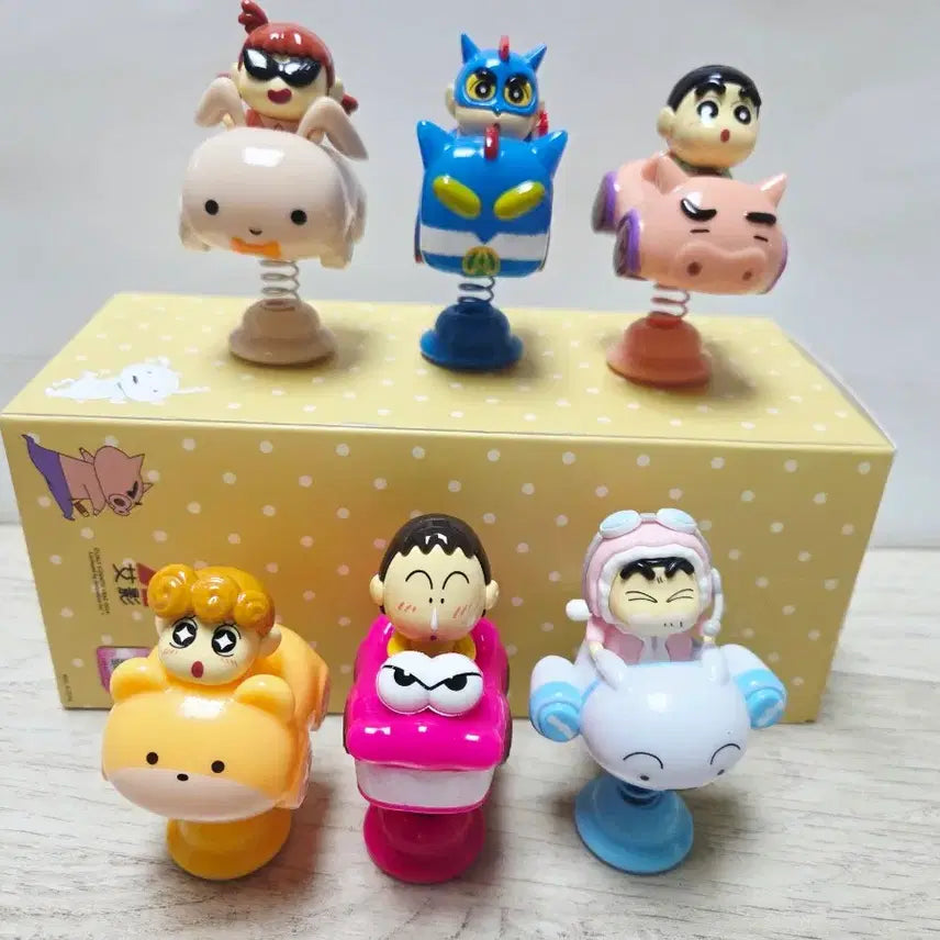 [BUNJANG] Crayon Shin-chan Spring Shaking Car Figures (Set of 6) / 짱구 흔들흔들 차량 스프링 피규어(6종세트)