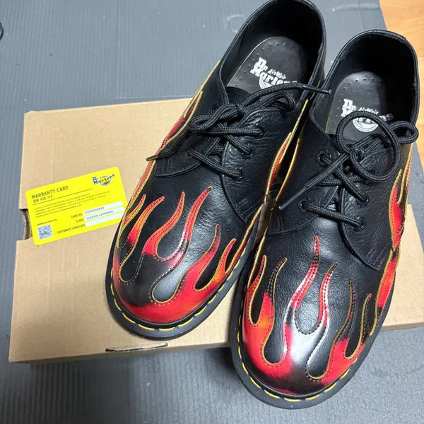 [BUNJANG] Dr. Martens 1461 Flame Black Vibrant Red DMS Yellow Leather Shoes (Size 260) / 닥터마틴 1461 플레임 블랙 바이브런트 레드 DMS 옐로우 260