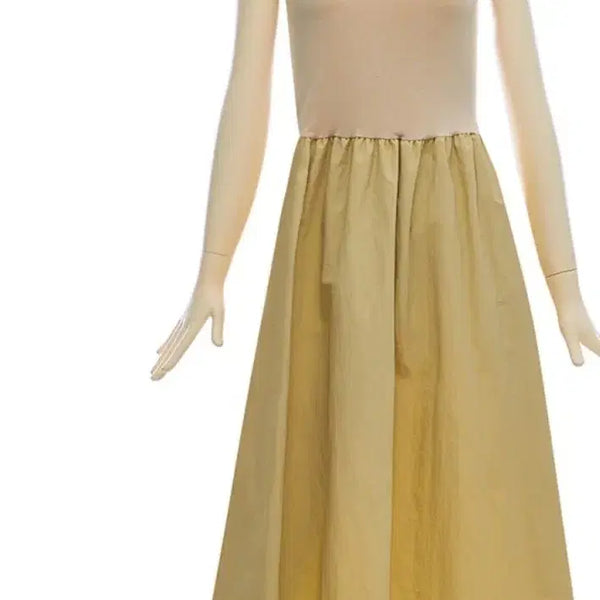 [BUNJANG] Beige Long One-Piece Dress (Size 66-77) / 롱바스락원피스6677초 새상품  베이지