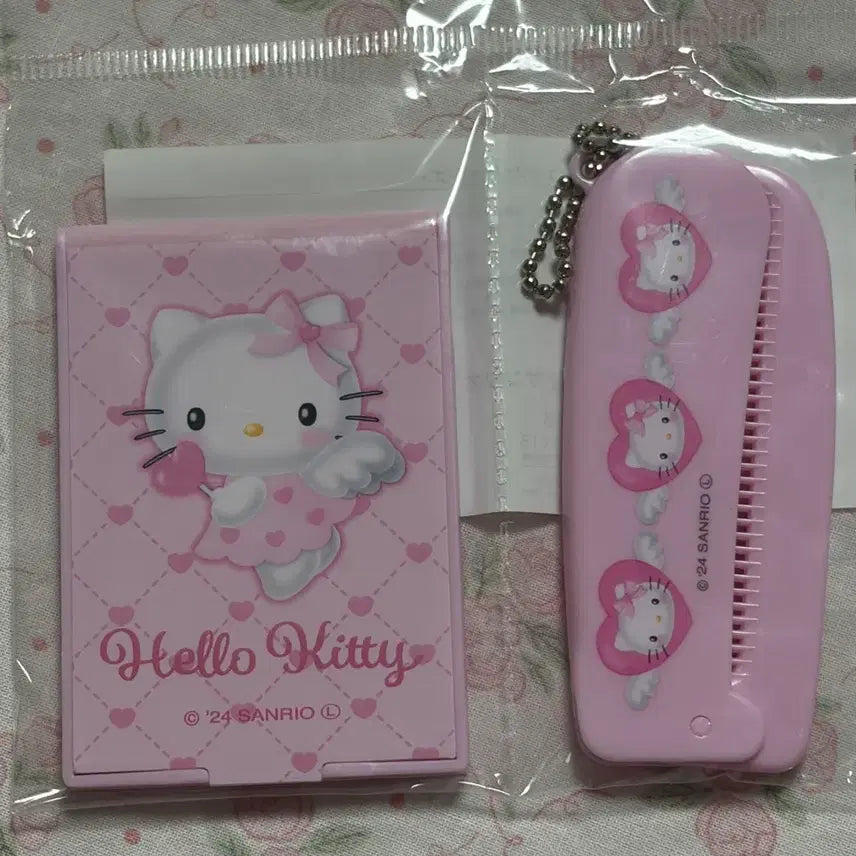 [BUNJANG] Hello Kitty Angel Pink Mirror and Comb Set / 헬로키티 빗거울 엔젤 핑크 세트