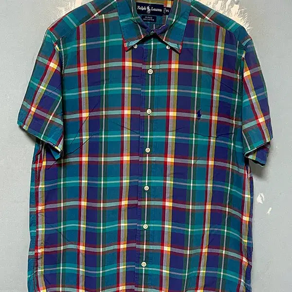[BUNJANG] Polo Ralph Lauren 90s Blake Multicolor Short Sleeve Shirt M (95-100) / POLO 폴로 90s 블레이크 멀티체크 남자 반팔셔츠 M 95-100