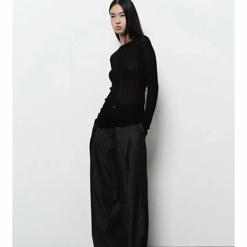 [BUNJANG] DIAGONAL Relaxed Wide Denim Pants (Black/Dark Indigo) / 다이애그널