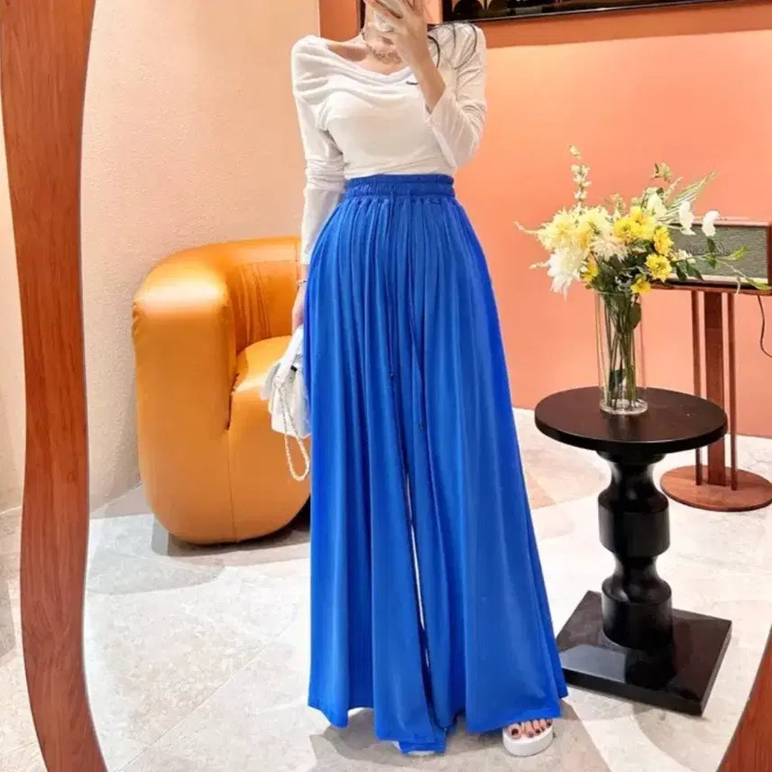 [BUNJANG] Holy Gorgeous Maxi Long Wide Training Pants Blue / 새상품 홀리 자체제작 고져스 맥시 찰랑 롱 와이드 훌 트레이닝팬츠 블루