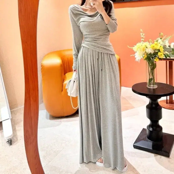 [BUNJANG] HOLY Gorgeous Maxi Long Wide Training Pants Grey / 새상품 홀리 자체제작 고져스 맥시 찰랑 롱 와이드 훌 트레이닝팬츠 그레이