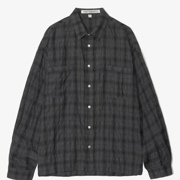 [BUNJANG] Partimento Wrinkle Check Boxy Oversized Shirt Dark Navy / 파르티멘토 링클 체크 박시 오버핏 셔츠 다크 네이비 판매