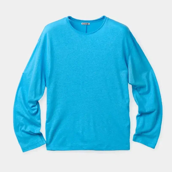 [BUNJANG] Coor Linen Blend Long Sleeve T-Shirt (Blue Opal) / Coor 린넨 블렌드 롱슬리브 티셔츠 (블루오팔)