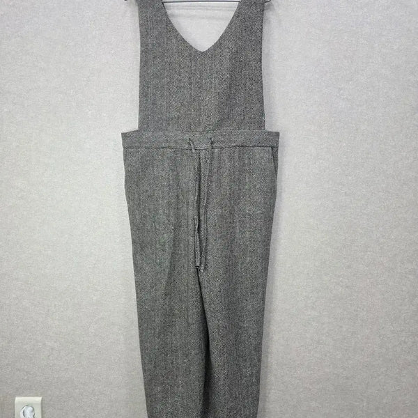 [BUNJANG] Herringbone Wide Jumpsuit Overalls Pants NOB / 헤링본 와이드 점프수트 오버롤 팬츠 NOB