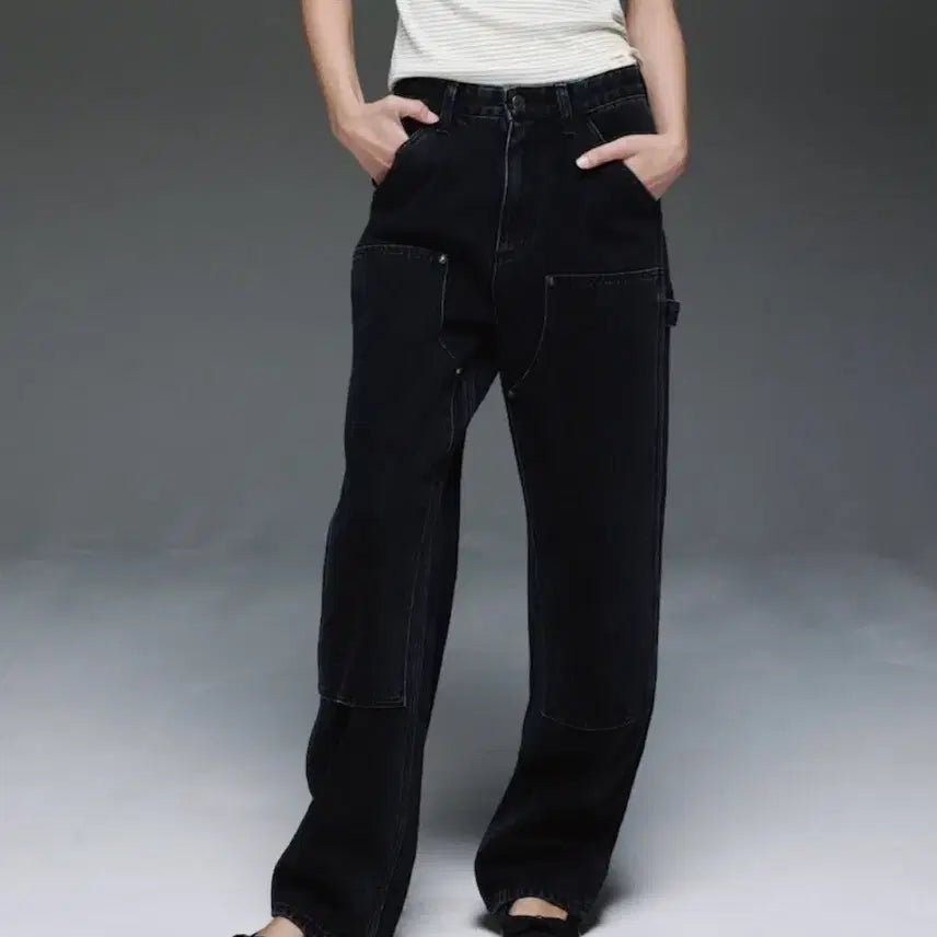 [BUNJANG] GLOWNY The Cooper Jeans Denim Carpenter Pants Black / 글로니 THE COOPER JEANS 데님 카펜터 팬츠