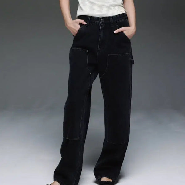 [BUNJANG] GLOWNY The Cooper Jeans Denim Carpenter Pants Black / 글로니 THE COOPER JEANS 데님 카펜터 팬츠