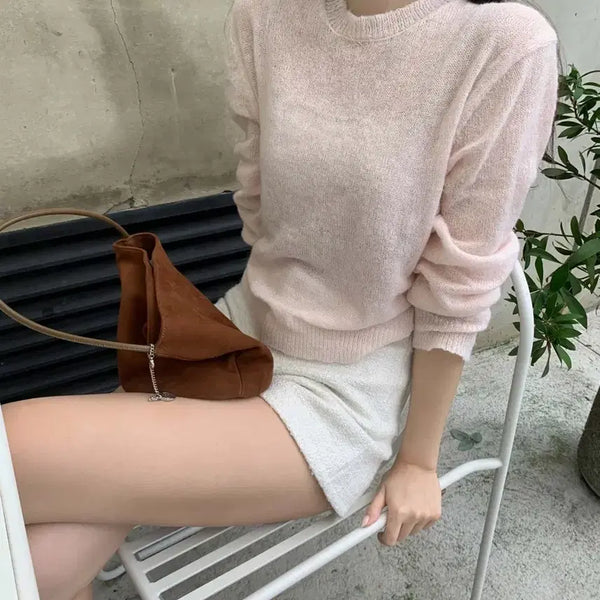 [BUNJANG] JENNIE O Blush Pink Sheer Knit / 제니오 블러쉬 핑크 쉬어 니트