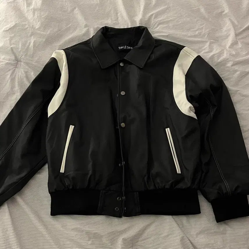[BUNJANG] Trip Le Sence Varsity Jacket Black White M / 바시티 자켓