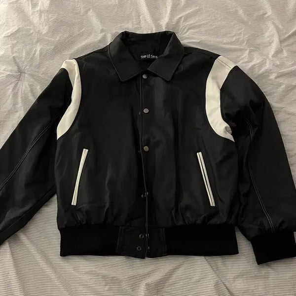 [BUNJANG] Trip Le Sence Varsity Jacket Black White M / 바시티 자켓