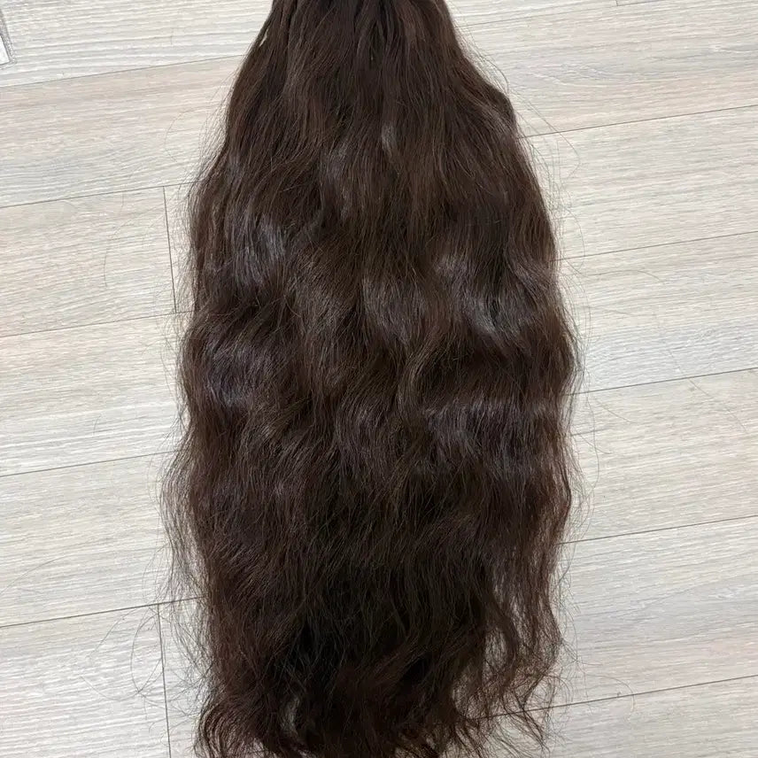 [BUNJANG] 18-inch Brown Wavy Hair Extensions / 소프트팁 뉴노팁 히피펌 붙임머리 18인치 브라운 한팩