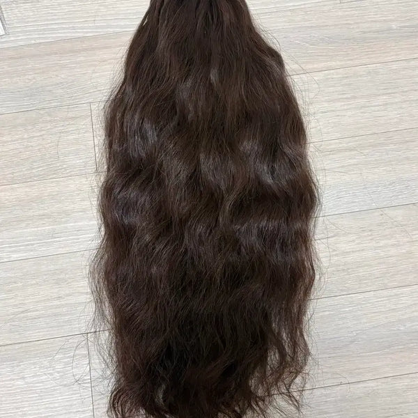 [BUNJANG] 18-inch Brown Wavy Hair Extensions / 소프트팁 뉴노팁 히피펌 붙임머리 18인치 브라운 한팩