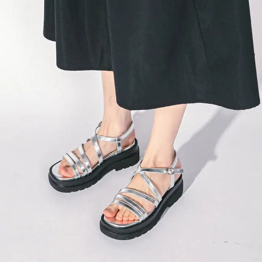 [BUNJANG] MARKMOCK Blaze Feminine Strap Sandals Silver 6cm / 마크모크 블레이즈 페미닌 스트랩 샌들 실버 6cm
