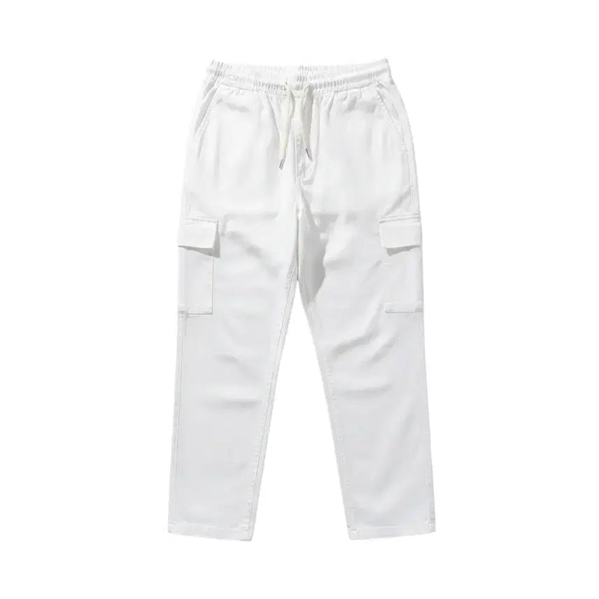 [BUNJANG] Men's White Banding Cargo Pants XL / 남성XL정도/ 화이트 밴딩 카고 팬츠 상세확인 22-19