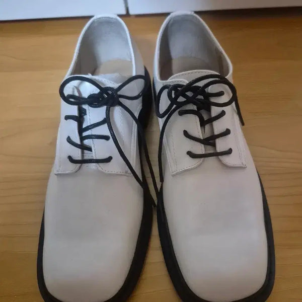 [BUNJANG] Black Accented White Loafers / 흰색 로퍼