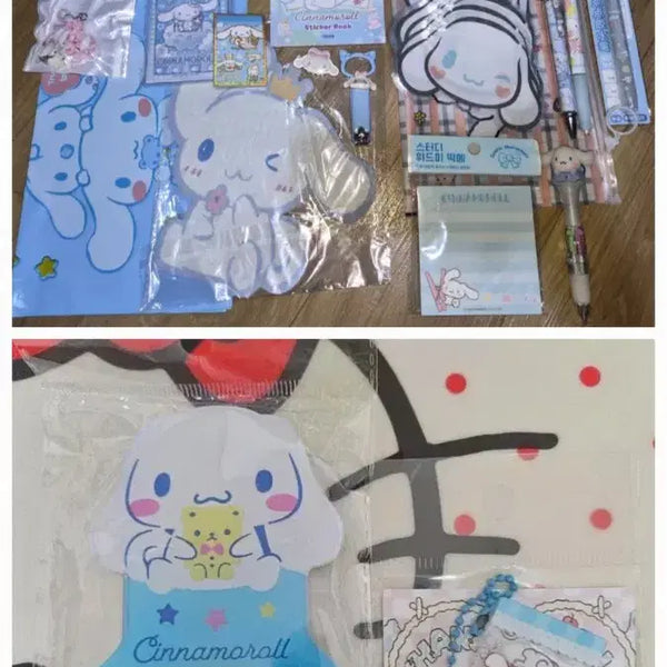 [BUNJANG] Cinnamoroll Stationery Set Sticker Book, Sticky Notes, Pens / 시나모롤 문구 세트 스티커북 떡메모지 펜