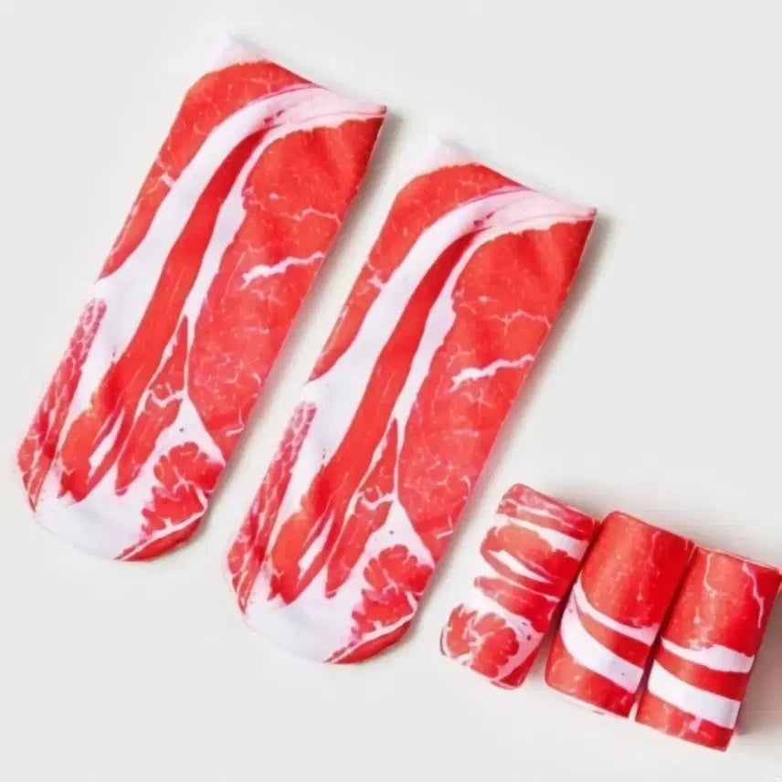 [BUNJANG] Pork Belly Socks - 4 Pair Set / 삼겹살 양말 4켤레 특이한 선물